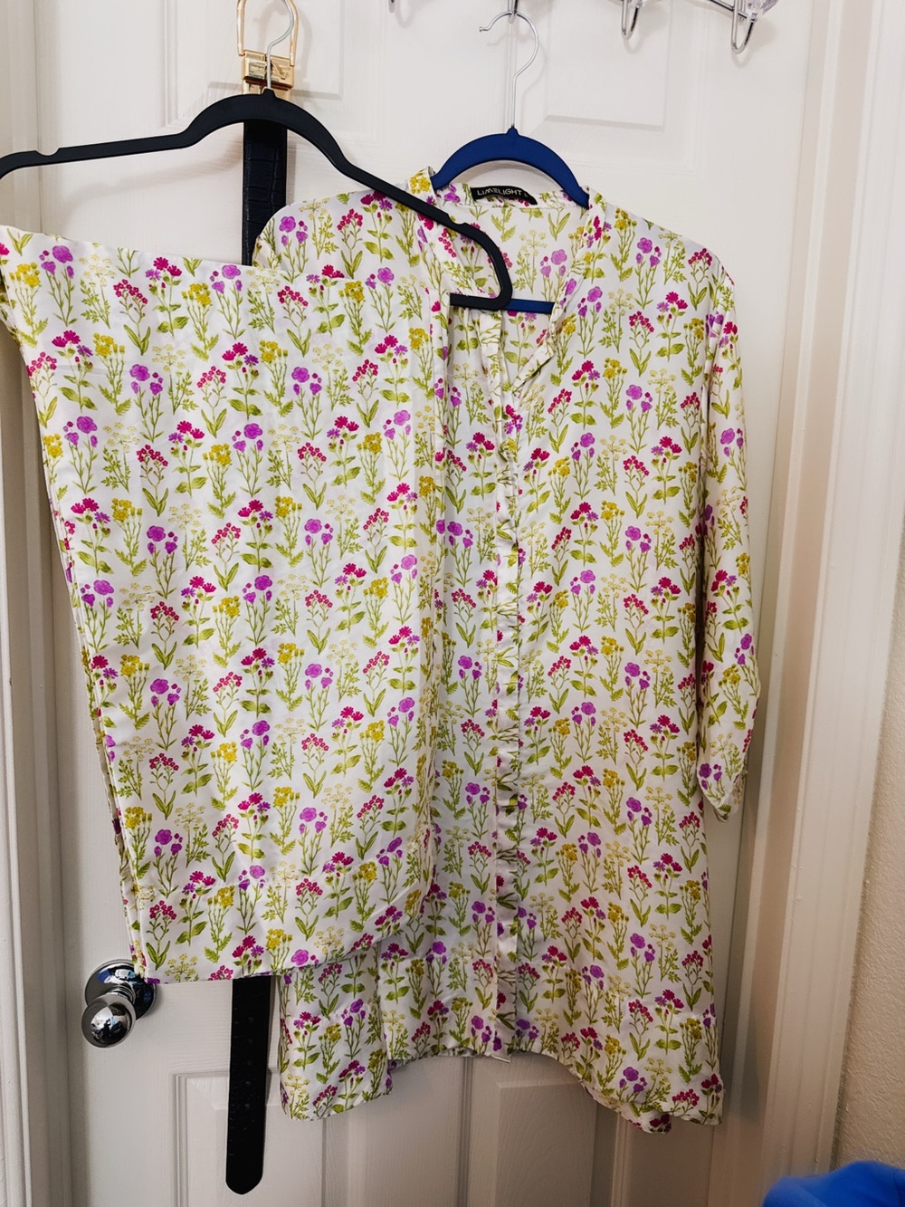 Limelight Floral Long Sleeve Dress in White, Pink, Green